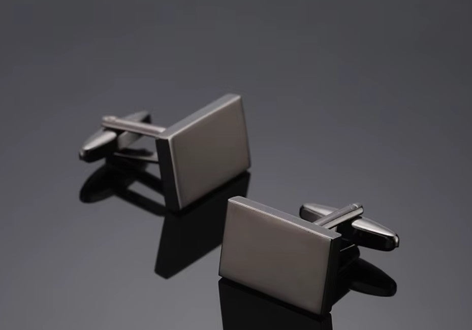 Men's French shirt cufflinks- Rectangular - Gun Metal