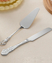 Load image into Gallery viewer, Elegant silver cake knife and server set for wedding gifts Canada
