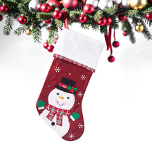 Load image into Gallery viewer, Red Snowman stocking with white Fur cuff
