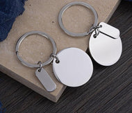 Round keychain with tag- Silver