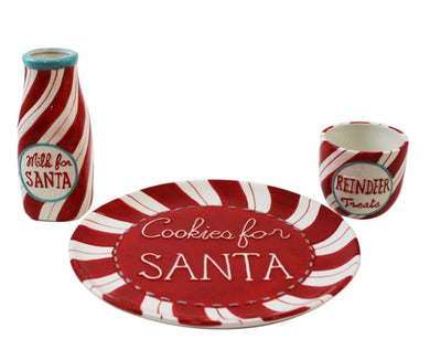 Santa cookie 3-piece set, Engraved Santa cookie plate set, Personalized Santa cookie plate, Holiday cookie set with Santa design, Custom Santa cookie plate gift