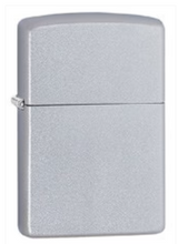 Load image into Gallery viewer, A classic Zippo-style lighter with a brushed silver metallic finish, featuring a horizontal seam across the middle and a small lever on the left side, shown against a plain white background.
