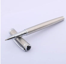 Load image into Gallery viewer, Smooth Silver Executive Roller ball pen with lid | Online gift shop in Calgary | Online gift shop in Canada | Engraver in Canada | Engraver in Calgary | Ball pens online | Gift shop Canada
