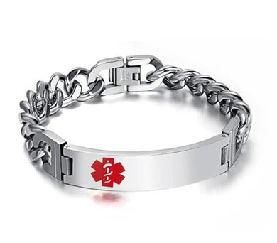 Medical Alert ID Link Chain Bracelet- Silver | Bracelets for Men | Gift shop Calgary | Bracelets online | Gift shop in Canada | Engraver in Canada | Engraver in Calgary