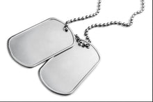 Load image into Gallery viewer, Rolled Edge Military Dog Tag necklace- Silver | Necklaces online in Canada | Necklaces online in Canada | Necklaces online in Winnipeg | Online jewelry shop in Canada | Online jewelry shop in Winnipeg | Online gift shop in Canada | Online gift shop in Winnipeg
