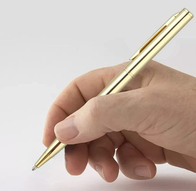 Slim Metallic Retractable Ballpoint Pen- Gold