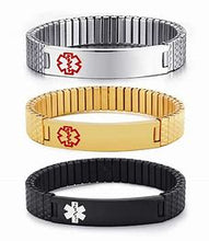 Load image into Gallery viewer, Gold medical alert stretch bracelet- Men&#39;s
