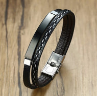 Trendy men leather weave bracelet – stylish woven leather accessory gift for men, perfect for Canadian fashion