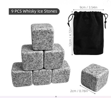 Load image into Gallery viewer, 9 PCS Whisky Ice Stones Chilling Rocks Drinks Cooler Cubes Stones with Flannel Bags
