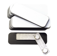 Load image into Gallery viewer, White plastic name tags  showing magnetic backing 
