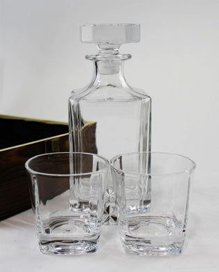 3 PC DECANTER SET WITH 2 GLASSES AND WOODEN BOX | Whiskey glasses online Canada | Glasses online Calgary |  Customized gifts online Canada | Engraver in Calgary | Engraver in Canada | Customized gifts in Canada | Customized gifts in Calgary | Gift shop in Canada | Gift shop in Calgary | Engraving items in Canada