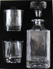 Load image into Gallery viewer, 3 PC DECANTER SET WITH 2 GLASSES AND WOODEN BOX | Whiskey glasses online Canada | Glasses online Calgary |  Customized gifts online Canada | Engraver in Calgary | Engraver in Canada | Customized gifts in Canada | Customized gifts in Calgary | Gift shop in Canada | Gift shop in Calgary | Engraving items in Canada
