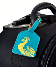 Load image into Gallery viewer, Turquoise Peacock luggage tag
