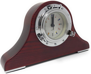 Nautical Desk/Wall Porthole Clock with Flags (Chrome Desk Clock (Bell))