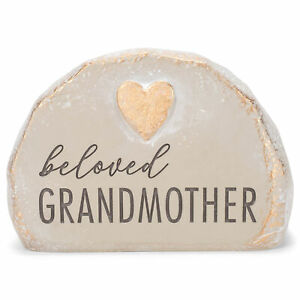 Beloved Grandmother Goldstone Heart 4.5 x 6 Resin Decorative Outdoor Garden Stone