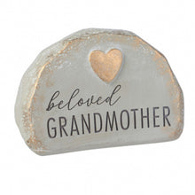 Load image into Gallery viewer, Beloved Grandmother Goldstone Heart 4.5 x 6 Resin Decorative Outdoor Garden Stone
