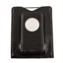 Load image into Gallery viewer, Black Leather Money Clip with Card Holder
