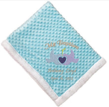 Load image into Gallery viewer, Customized -My Baptism Blanket- Blue and Lilac Doves

