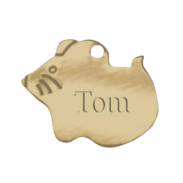 brass gold mouse shaped pet tag engravable in Canada