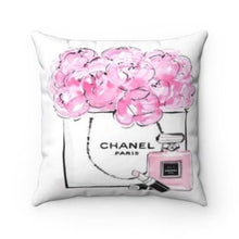 Load image into Gallery viewer, chanel pink floral pillow 
