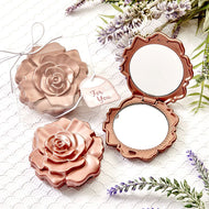 DUSTY ROSE REALISTIC ROSE DESIGN MIRROR COMPACT