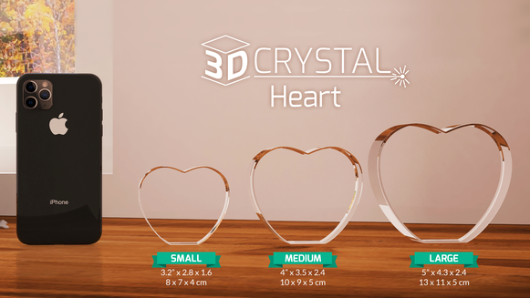 3D crystal heart | 3D gift Art | heart shaped 3 d photo art and craft | heart shaped 3 d photo art app | Heart shaped photocube online | Photocubes online canada | Buy Photocubes from Engraving Reimagined in Canada |