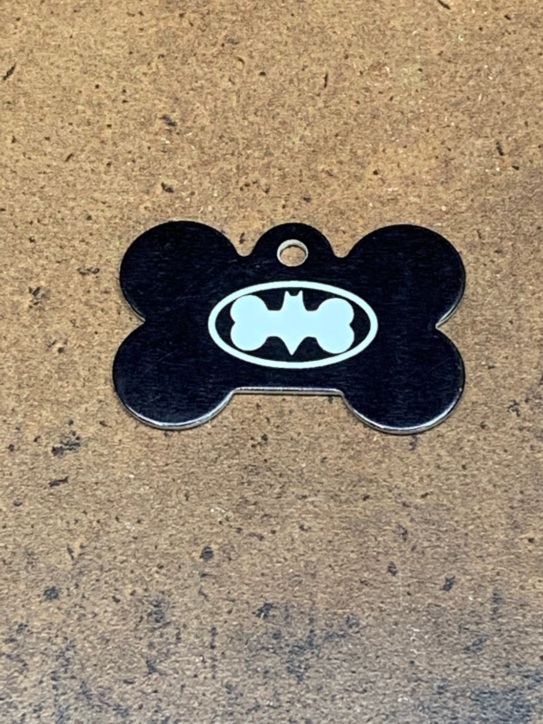 Bat symbol bone pet tag