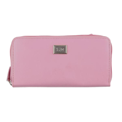 Ladies Full Zip Leather RFID Wallet - Blush