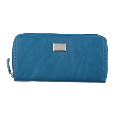 Ladies Full Zip Leather RFID Wallet - Peacock