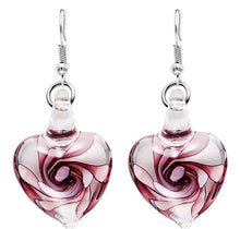 Load image into Gallery viewer, Murano Glass heart floral earrings
