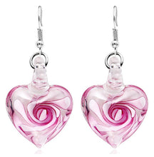 Load image into Gallery viewer, Murano Glass heart floral earrings

