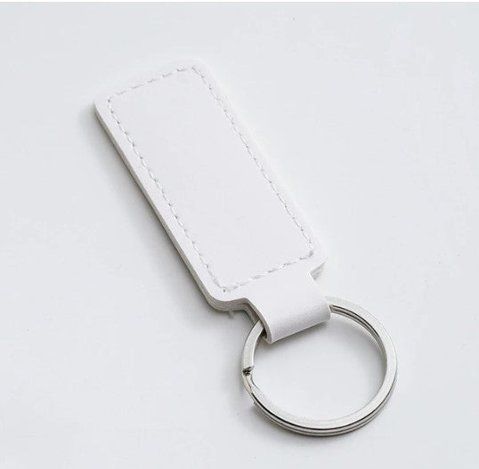 Doublesided PU Leather Keychain - White