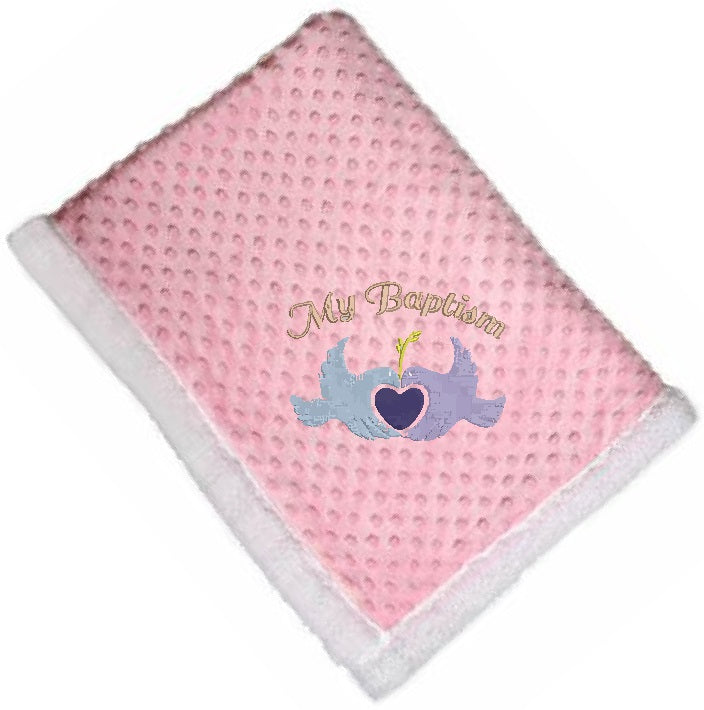 Customized -My Baptism Blanket- Blue and Lilac Doves