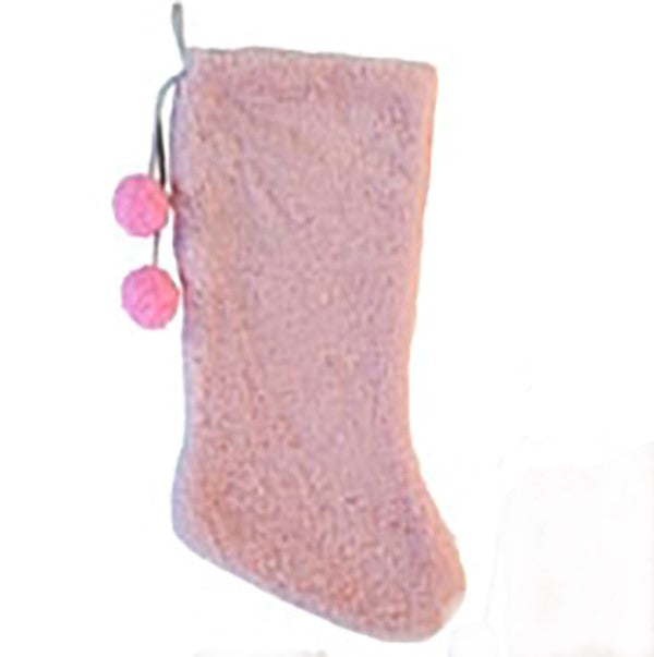 Plush Pink Pom Pom Stocking- Personalize it
