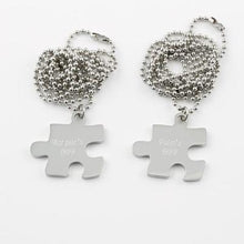 Load image into Gallery viewer, Stainless Steel Puzzle Piece Necklace Set of 2 engravable
