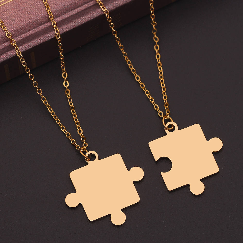 Couples Puzzle Necklace - Gifts for Couples - Valentines day Gifts - Buy Valentines day Gifts - But Necklaces online from Engraving Reimagined in Canada and USA.