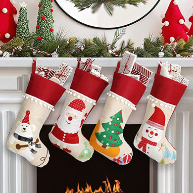 Red Cuff Linen Stocking - Santa | Stockings |  Santa Stockings | Buy Online from Engraving Reimagined