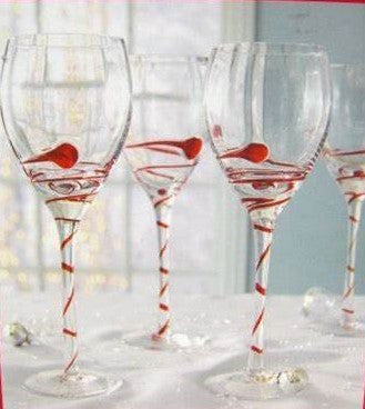 Red Swirl Wine Glasses - Set of 2