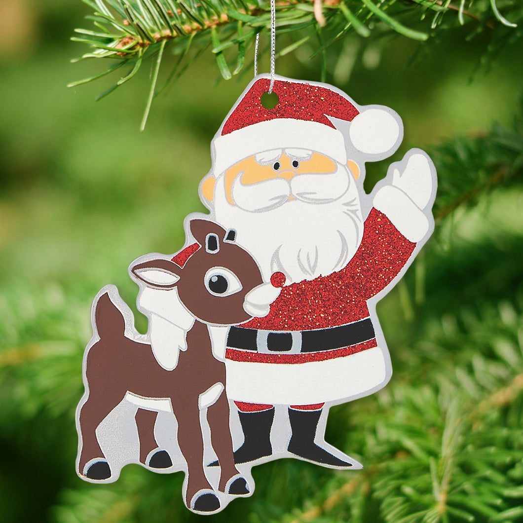 Rudolph the Red-Nosed Reindeer & Santa Ornament | Xmas gifts online | Xmas gifts in Canada | Customized gifts online Canada | Engraver in Calgary | Engraver in Canada | Customized gifts in Canada | Customized gifts in Calgary | Gift shop in Canada | Gift shop in Calgary | Engraving items in Canada