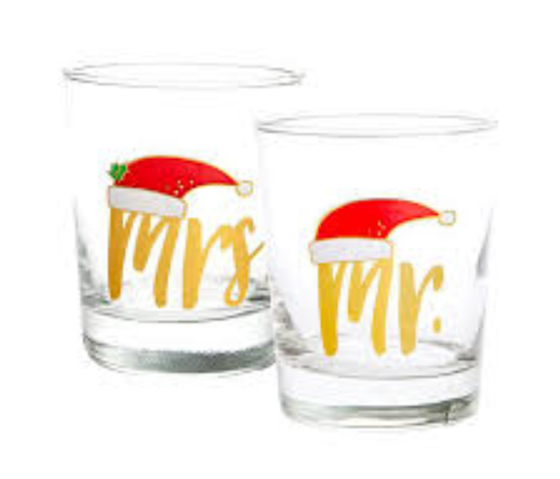 Mr & Mrs Christmas 8oz Whiskey Set