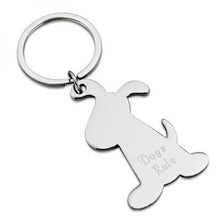 Load image into Gallery viewer, Shiny Silver Dog Keychain engravable
