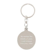 Load image into Gallery viewer, Silver 50 Year Calendar Keychain engravable

