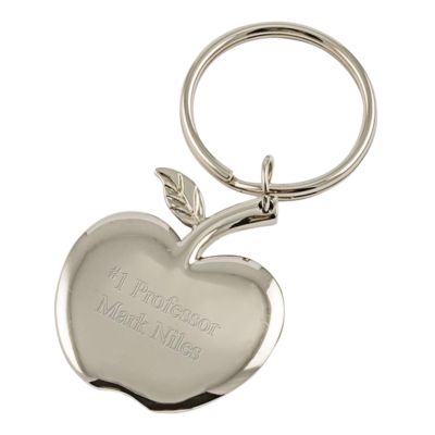 Silver Apple Keychain