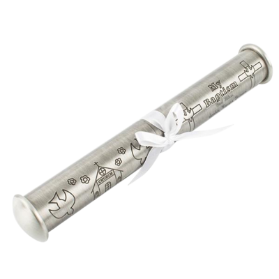 Engraved certificate tube for baptism | Engraving Reimagined | Engraver in Canada | Gift shop in Calgary | Personalized baptism gift | Custom certificate holder | Unique baptism present | Elegant tube for certificates | Engraved keepsake for baptism | Calgary gift store | Customized baptism souvenir | Certificate tube with engraving | Religious ceremony gift | Bespoke baptism memento | Engraved tube for certificates | Canadian engraving service | Calgary's gift expert