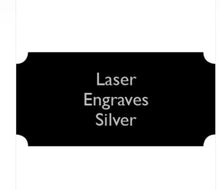 Load image into Gallery viewer, Laser It 2.5&quot;x1&quot; Notched Plate, Black Engraves Silver
