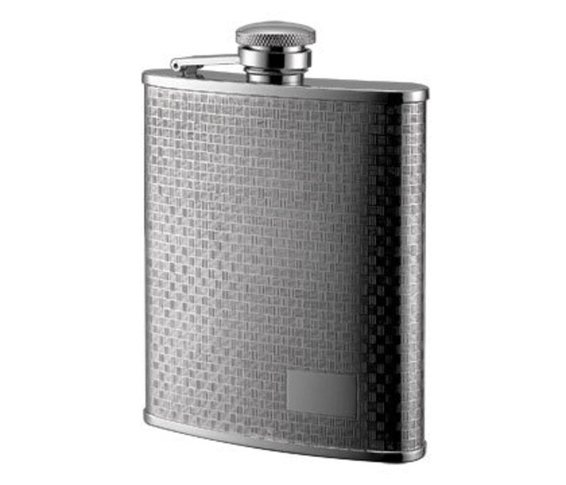 6 oz. Checkered Pattern  Stainless Steel Flask