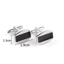 Load image into Gallery viewer, Black Oval Design French Cuff Links
