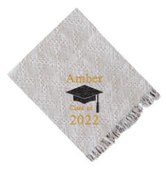Customized antique graduation throw with grad cap, name, and class year—unique gift in Canada