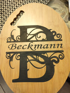 Large Oval Wooden  Monogram Plaque