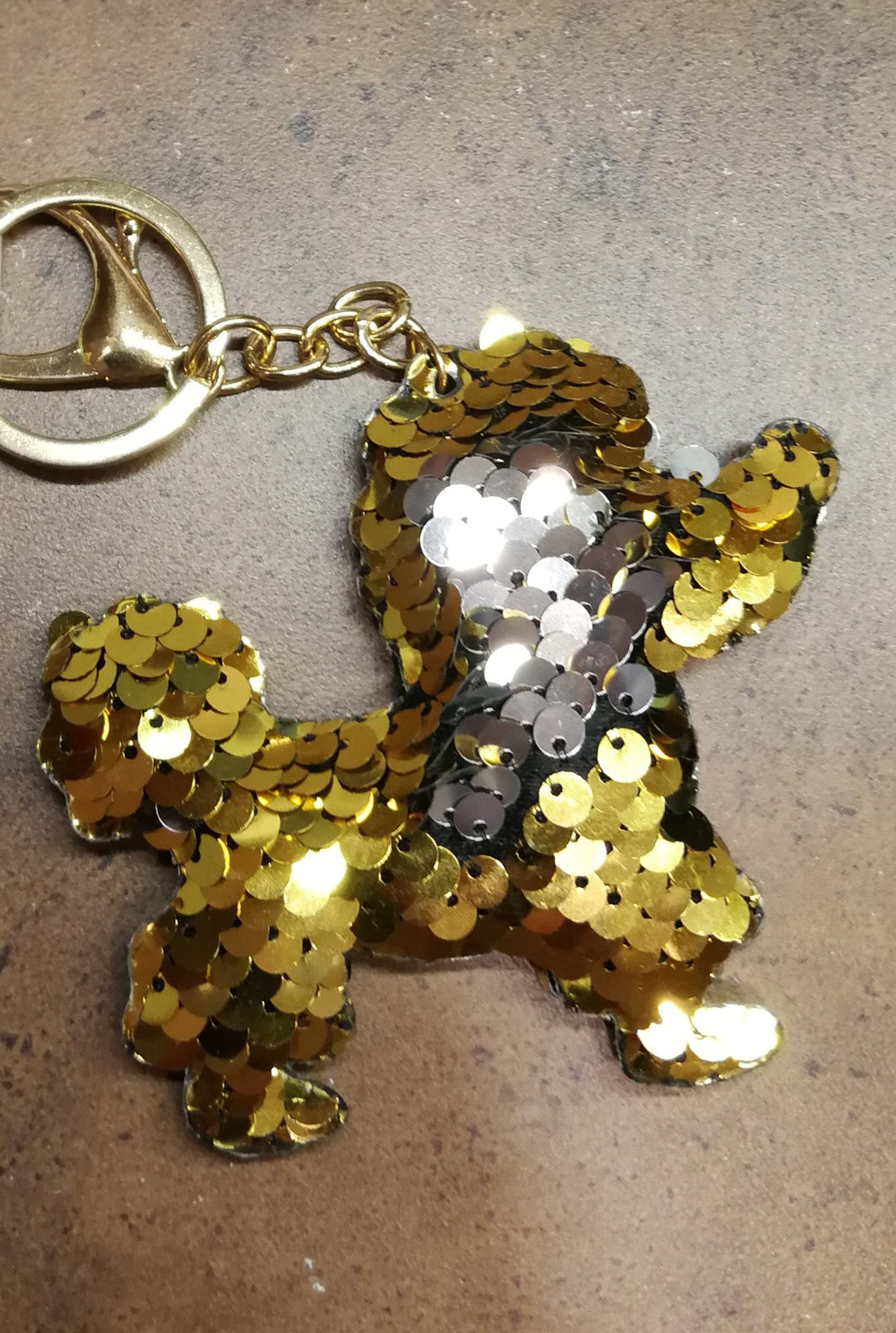 Sequin Poodle key chain